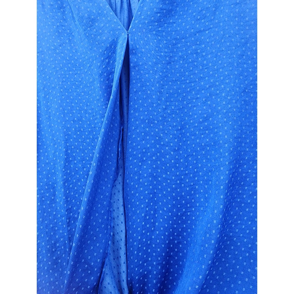 Forever 21 Royal Blue Dotted Sleeveless Blouse V-Neck Wrap Front High Low Top S - Picture 5 of 10